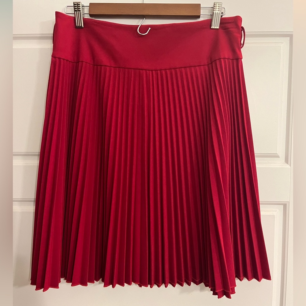 a'gaci Vibrant Red A-Line Pleated Skirt